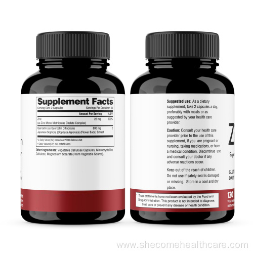 Zinc Quercetin Vegetarian Capsules Zinc for Men